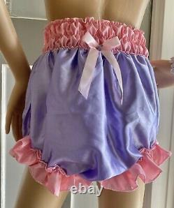 2 Pairs Silky Satin & Lace Sissy High Waisted Panties Knickers Silky Gusset