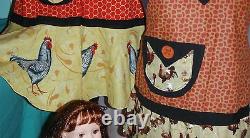 3 pc Chickens Apron Set for Adult, Child & American Girl Doll AGAPS20