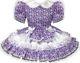 43.5 Purple Flowers White Satin Lace Adult Baby Little Girl Sissy Dress Leanne