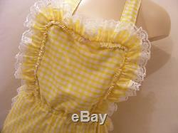 ADULT BABY SISSY DRESS GINGHAM ROMPER SUN SUIT DUNGAREES WithPROOF LOCK ABDL