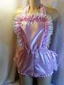 Adult Baby Sissy Pink Satin Frilly Romper Sunsuit Dungeries Withproof Locking Abdl