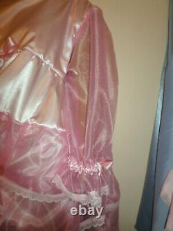 ADULT BABY SISSY PINK SATIN and ORGANZA PRETTY FRILLY BABY DOLL DRESS 46