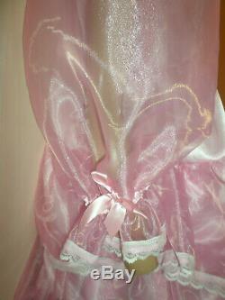 ADULT BABY SISSY PINK SATIN and ORGANZA PRETTY FRILLY BABY DOLL DRESS 48