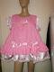 Adult Baby Sissy Pink Satin And Polka Dot Pretty Frilly Baby Doll Dress 42