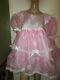 Adult Baby Sissy Pink Satin Organza Pretty Baby Doll Dress 46 Chest 26 Long