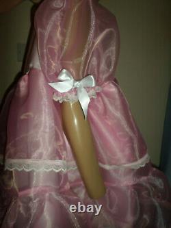 ADULT BABY SISSY PINK SATIN organza PRETTY BABY DOLL DRESS 46 CHEST 26 LONG