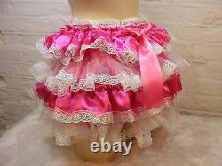 ADULT BABY SISSY SATIN all over FRILLY DIAPER COVER PANTIES FANCYDRESS COSPLAY