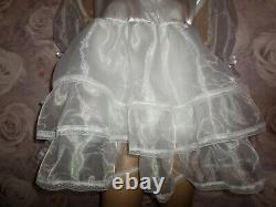 ADULT BABY SISSY WHITE SATIN organza PRETTY BABY DOLL DRESS 52 CHEST 26 LONG