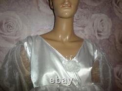 ADULT BABY SISSY WHITE SATIN organza PRETTY BABY DOLL DRESS 52 CHEST 26 LONG