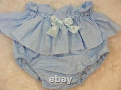 ADULT BABY SISSY blue broderie anglais DIAPER nappie COVER PANTIES OPT LININGS