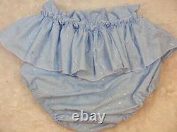 ADULT BABY SISSY blue broderie anglais DIAPER nappie COVER PANTIES OPT LININGS