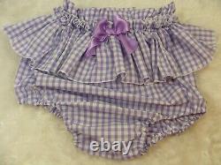 ADULT BABY SISSY lilac med gingham DIAPER COVER PANTIES OPT LININGS