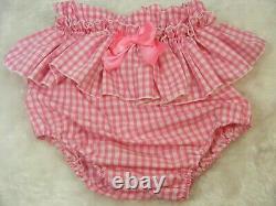 ADULT BABY SISSY pink 1/4 inch gingham DIAPER COVER PANTIES OPT LININGS