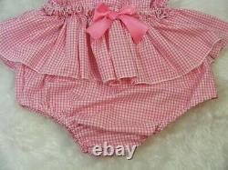ADULT BABY SISSY pink small gingham DIAPER COVER PANTIES OPT LININGS