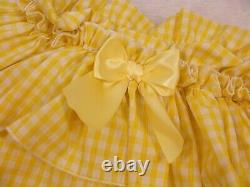 ADULT BABY SISSY yellow med gingham DIAPER COVER PANTIES OPT LININGS