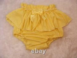 ADULT BABY SISSY yellow small gingham DIAPER COVER PANTIES OPT LININGS