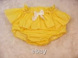 ADULT BABY SISSY yellow white spots DIAPER nappie COVER PANTIES OPT LININGS