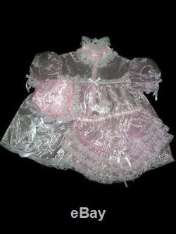 ADULT SISSY BABY FRILLY RUFFLES BABY DRESS SET baby pink