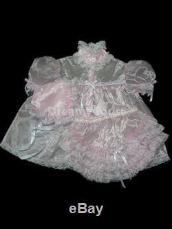 ADULT SISSY BABY FRILLY RUFFLES BABY DRESS SET baby pink