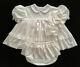 Adult Sissy Victorian Embo Baby Lace Cream Dress (bonnet & Panties) 3 Pcs Set
