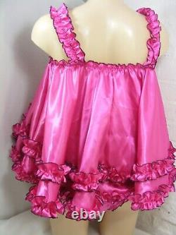 ADULT baby hot pink sissy satin baby doll cami & knickers set lingerie panties