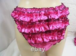 ADULT baby hot pink sissy satin baby doll cami & knickers set lingerie panties