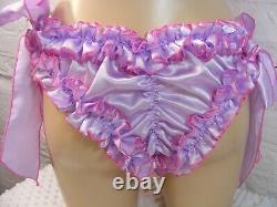 ADULT baby sissy lilac satin with rolled hem edge cami & knickers set
