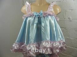 ADULT baby sissy pink blue satin cami & knickers set lingerie panties dress
