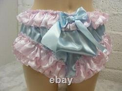 ADULT baby sissy pink blue satin cami & knickers set lingerie panties dress
