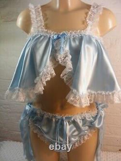ADULT baby sissy satin with lacey edge cami & knickers set