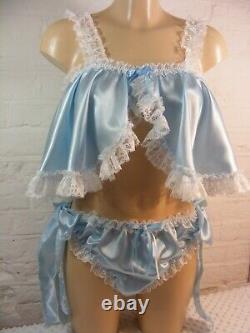ADULT baby sissy satin with lacey edge cami & knickers set