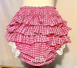 ALL SIZES £45 Adult Baby Sissy Dress cosplay abdl gingham frilly fancy bonnet