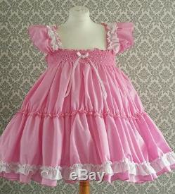 ALL SIZES £45 Adult Baby Sissy Frilly Dress Cross cosplay fancy pink abdl bonnet