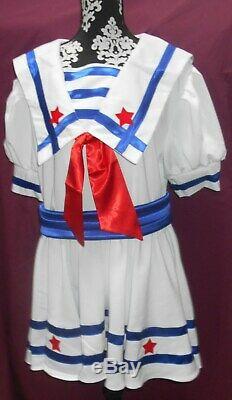 Adorable Sailorette Adult Little Girl Baby Sissy Dress Custom Fit Red White Blue