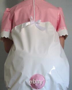 Adult Baby Bear Romper & Bear Bonnet White Pvc Adult Baby Abdl