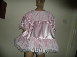 Adult Baby Doll Sissy Pink Satin + Daisy Dress 48 + Pants Set