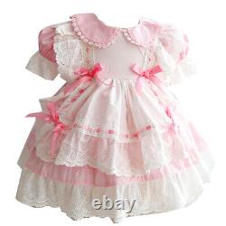 Adult Baby Girl maid Sissy Pink Mini Dress Cosplay Costumes Tailor-made