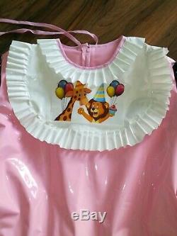 Adult Baby Kleid Dress Windelnhose Sissy PVC LACK Diaper PLASTIK Rosa Schwarz XL