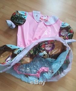 Adult Baby Kleid Integrierte Windelhose Sissy PVC LACK Diaper Plastik Spreizhose
