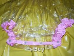 Adult Baby Kleid Rosa INTEGRIERTE Windelhose Sissy PVC LACK Diaper Plastik L-XL