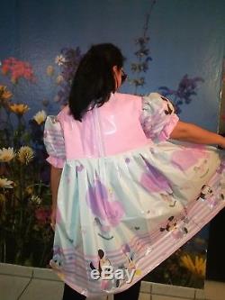 Adult Baby Kleid Rosa Windelhose Sissy PVC LACK Diaper Plastik Barbie Dress L-XL