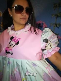 Adult Baby Kleid Rosa Windelhose Sissy PVC LACK Diaper Plastik Barbie Dress L-XL