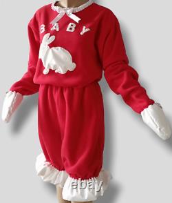 Adult Baby Lockable Romper Red Fleece XXL