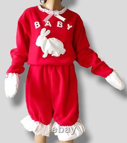 Adult Baby Lockable Romper Red Fleece XXL