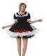 Adult Baby Sexy Girl Black Satin Sissy Dress Organza Trimmed Pleated Skirt