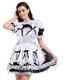 Adult Baby Sexy Girl Black And White Lapel Satin Sissy Dress Cosplay