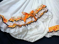 Adult Baby Sissy (44 CHEST) Orange Flower Eyelet Dress Diaper Cover ABDL Little
