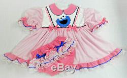 Adult Baby Sissy ABDL Littles COOKIE MONSTER Dress Set Binkies n Bows