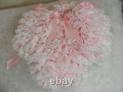 Adult Baby Sissy All Round Frilly Satin Diaper Cover Panties Fancydress Cosplay
