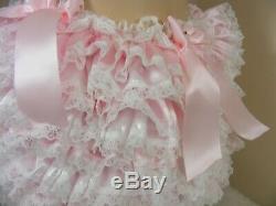 Adult Baby Sissy Allround Frilly Satin Diaper Cover Panties Fancydress Cosplay
